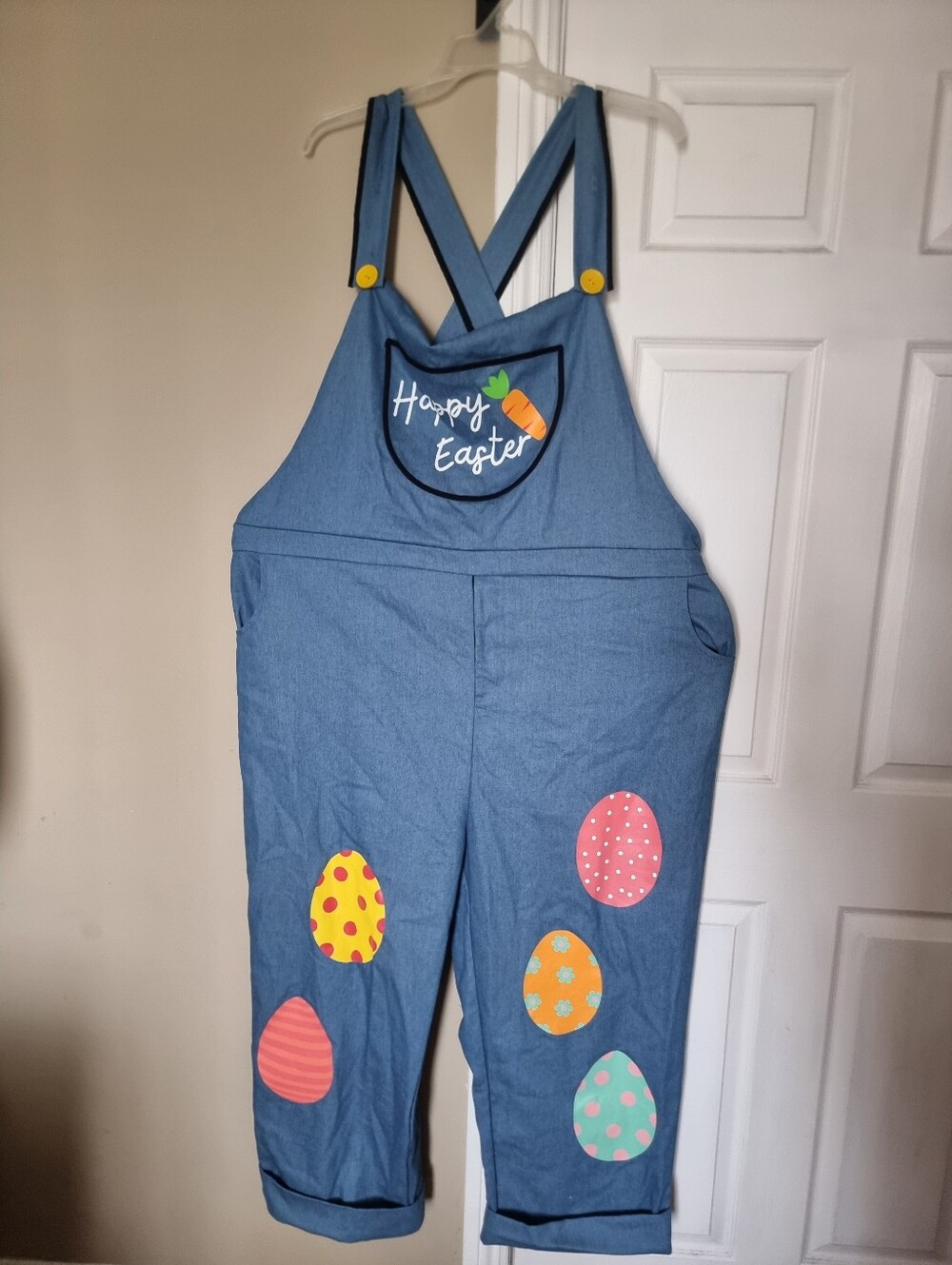 Blue Easter Overalls 3xl with Egg Appliqués Adult Costume